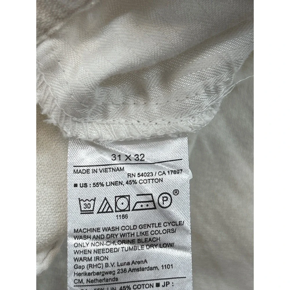 Banana Republic Linen Cotton Pants Men 31 Waist Cream Athletic Fit Drawstring